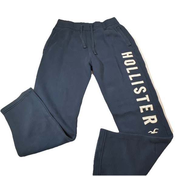 Hollister Sweat Pants Men's Size Small Navy Blue Embroidered - Picture 1 of 8